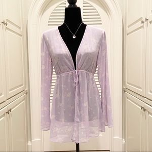 NWT Vintage Victoria’s Secret Lavender Sheer Rose Floral Robe XS/S NEW